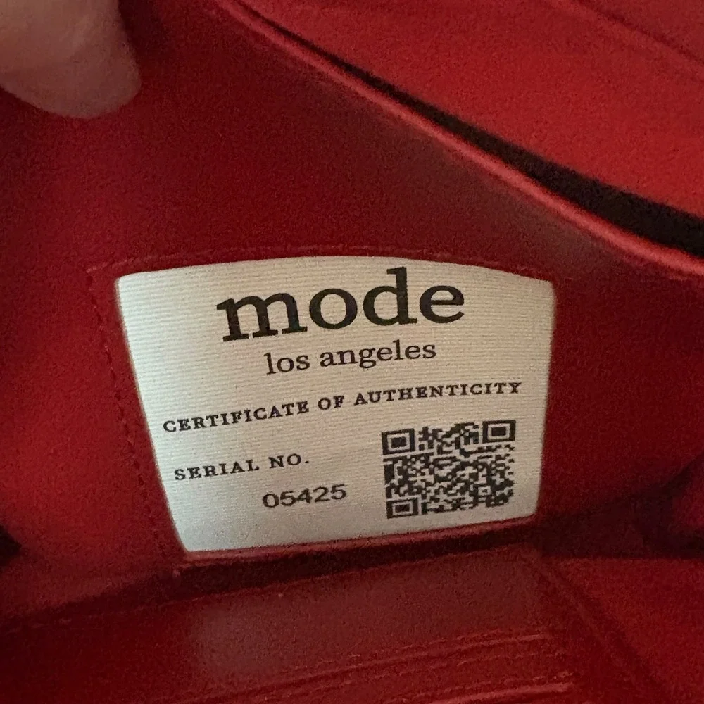 Mode Los Angeles Red Quilted Faux Leather Crossbody Bag Gold Hardware